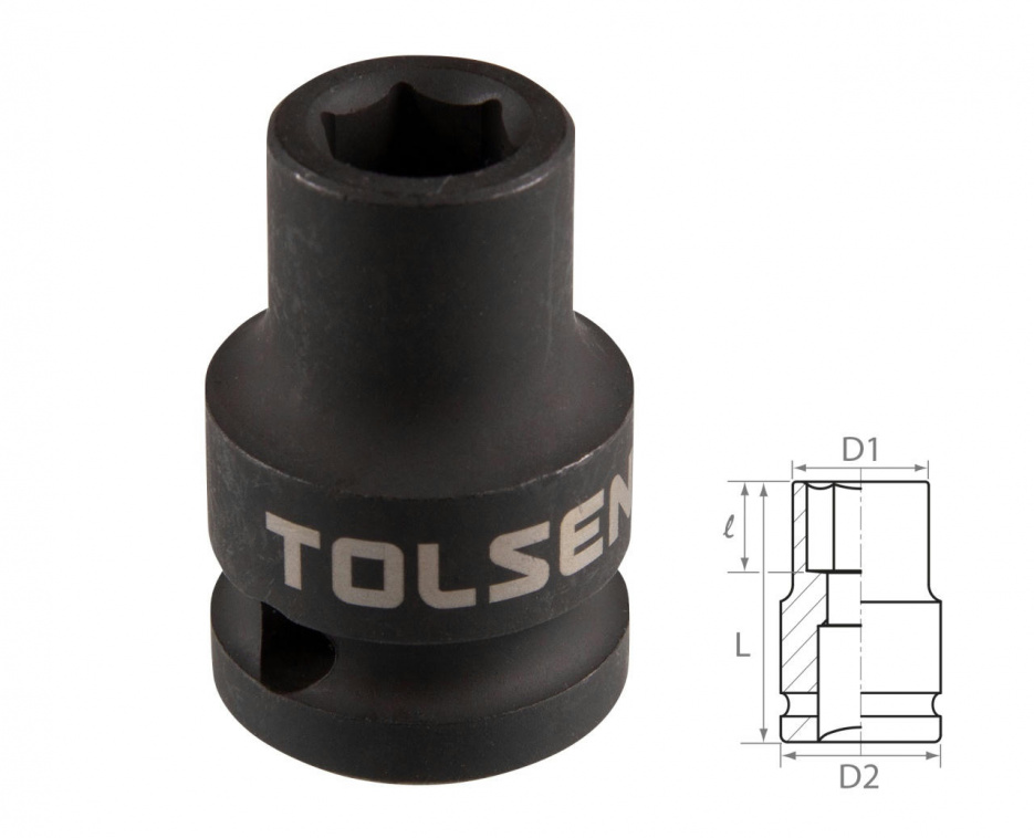 Головка торцевая ударная шестигранная 1/2", 8 мм TOLSEN TT18208